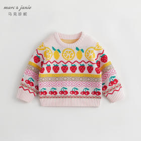 【柔蓝绒】马克珍妮冬装新款 女童趣味水果保暖针织衫毛衣231312