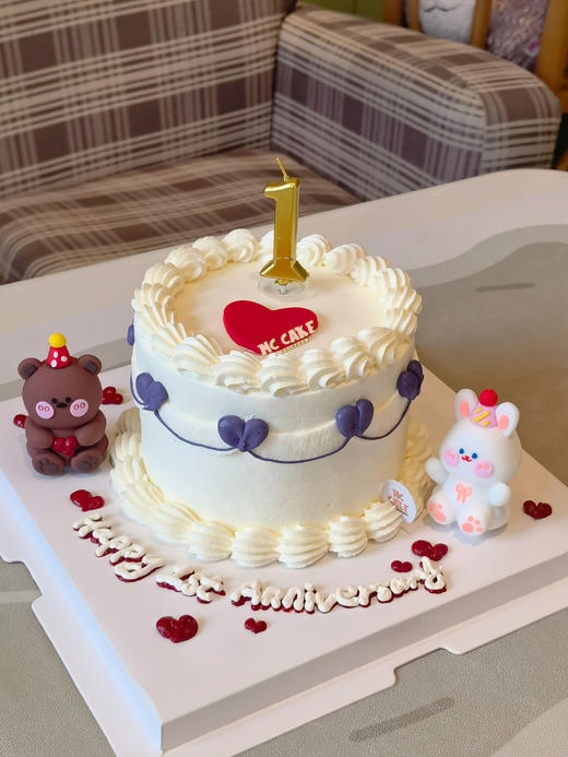 小熊兔子周年蛋糕/纪念日蛋糕 商品图1