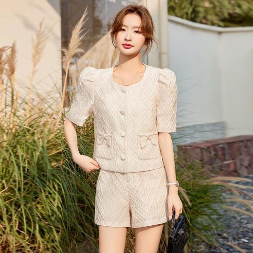 娜璐多 小香风西装套装女夏季新款气质女神范高级感短袖短裤西服两件套女 商品图3