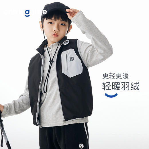 onmygame【黑武士】男童羽绒马甲秋冬装儿童三防保暖背心运动外套 商品图0