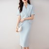 娜璐多 蓝色高级感法式气质套装女2023夏季新款短袖小西服中裙两件套短款 商品缩略图0