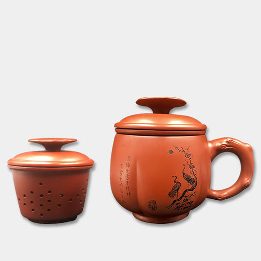梅鹤杯丨梅鹤朱砂，紫砂漏杯 商品图0