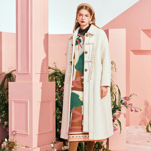 两三事风月芳华气质淑女风拼色图案针织直筒半身裙 商品图3