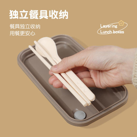 「数款可选！颜值派」多层饭盒塑料餐盒 上班族手提可微波炉加热304学生便当盒餐饮用具 商品图3