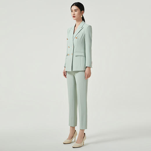 IWY/高端浅绿色西装外套女气质双排扣美容院职业装工作服通勤商务正装CP11385 商品图2