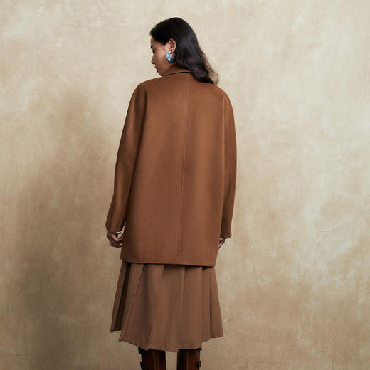 【暖冬内购】【高定毛呢系列，100%骆驼绒大衣特价内购，非质不退换】两三事暮秋枫情 通勤简约显瘦驼色双排扣毛呢大衣女 商品图4
