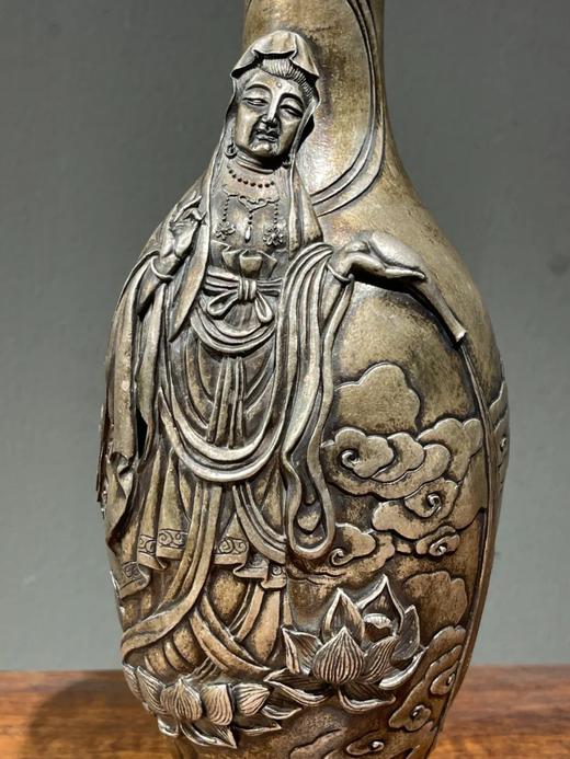 雕观音像瓷胎白银釉淨水瓶，顺丰包邮 商品图2