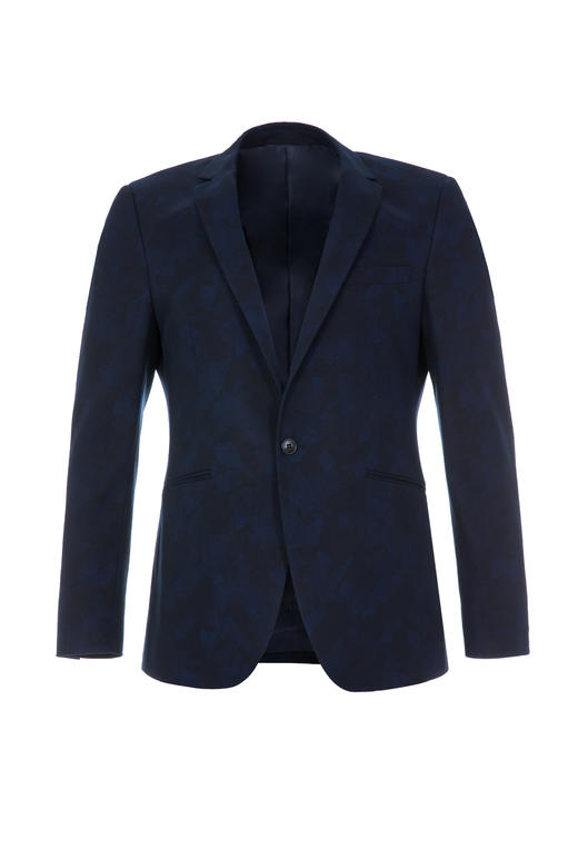 占姆士男士时尚印花西服春夏单外套   藏青&暗绿 商品图0