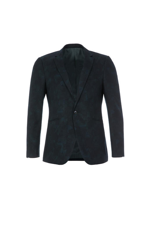 占姆士男士时尚印花西服春夏单外套   藏青&暗绿 商品图2