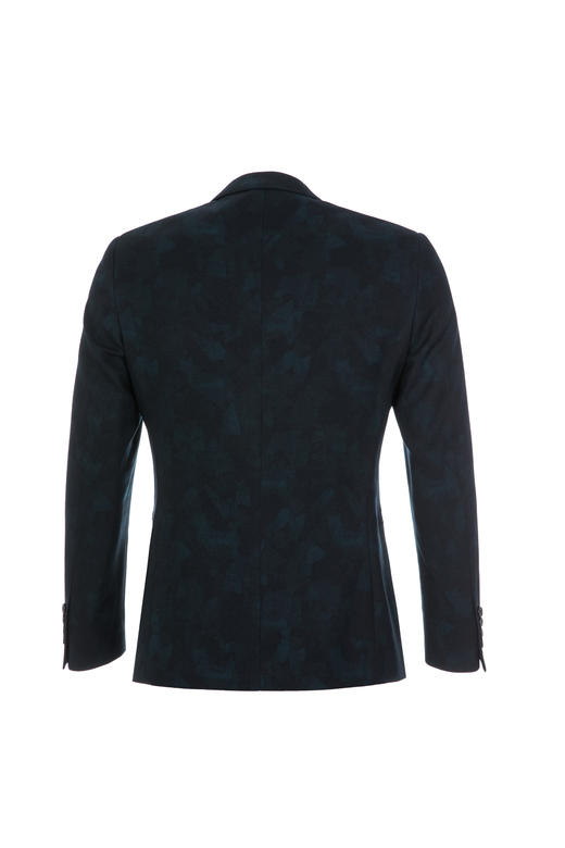 占姆士男士时尚印花西服春夏单外套   藏青&暗绿 商品图3