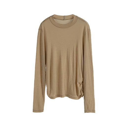 绽放683朵/高端全羊毛打底衫2023秋冬半高领正肩长袖弹力T恤 商品图4