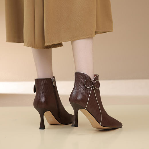 时尚气质，细跟高跟蝴蝶结短靴XL708 商品图3