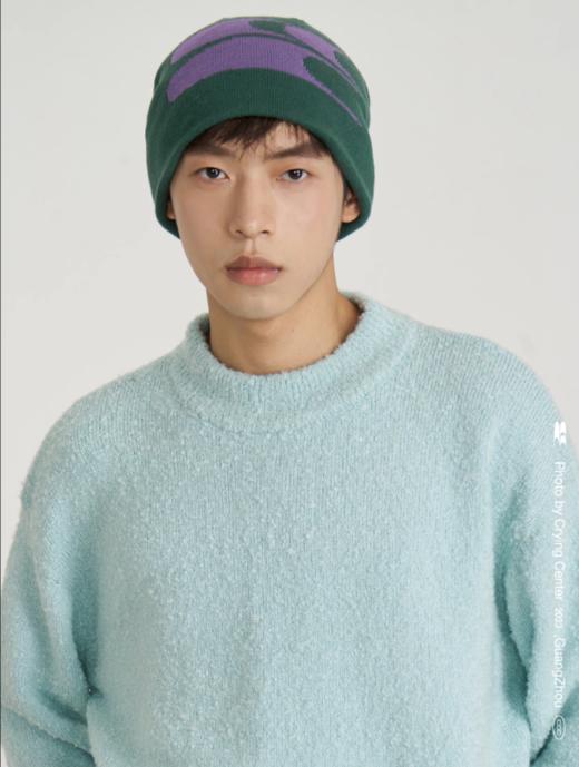 CryingCenter 黑灰大Logo提花针织毛线帽运动冷帽 哭喊中心 商品图1