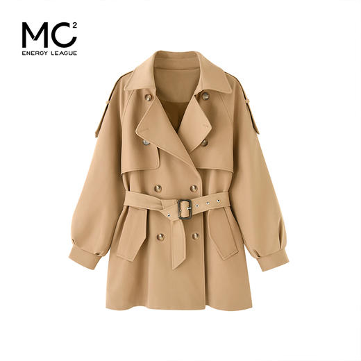 mc2带腰带中长款收腰风衣女装2023秋季新款经典英伦风气质大衣 商品图3