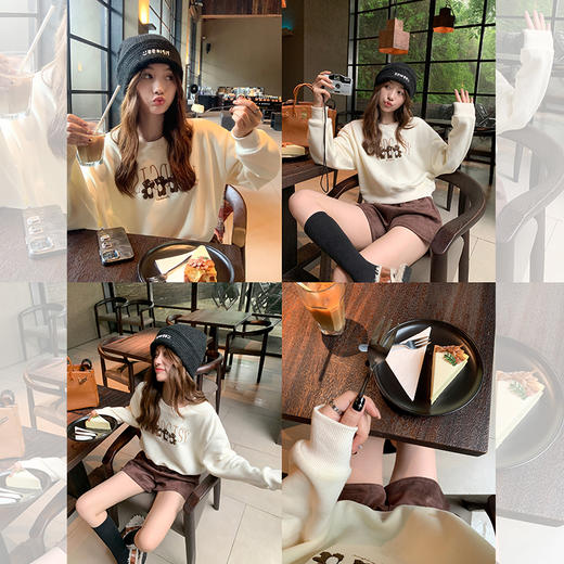 <曾小咸推荐>【可爱抨击】小熊印花短款卫衣 商品图3