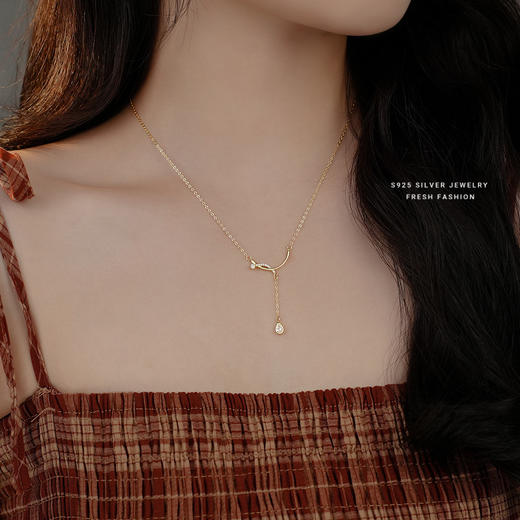 【夏雨】S925银微笑流苏水滴项链【YXS-A2970】 商品图2