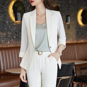 娜璐多 小脚裤套装女2023夏装新款修身时尚薄款西装两件套女神范轻熟风潮