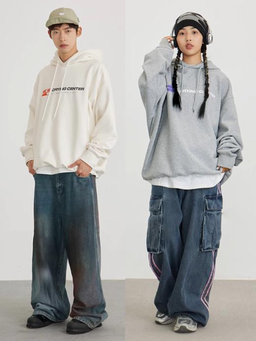 CryingCenter 基础色撞色小logo加厚重磅戴帽卫衣 哭喊中心 商品图1