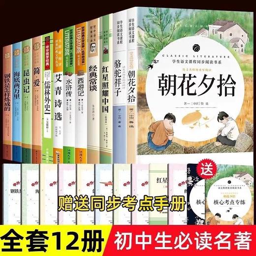 初中生必读名著课外书十二本12册初中一年级三年课外阅读书籍必读书目全套初中生中考12本老师推荐人教版朝花夕拾西游记七八九年级 商品图0