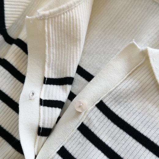 【断码 清仓 凑单】 薄款针织翻领条纹开衫 IC小禾 莱茵河边轻盈减龄薄款 超细织棉条纹 翻领开衫 商品图13