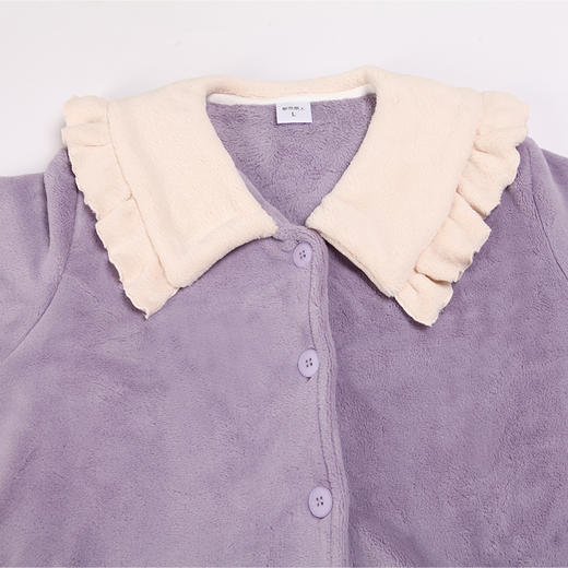 都市丽人生活家居女士睡衣法兰绒厚款长袖裙家居服套装LH36H1 商品图2