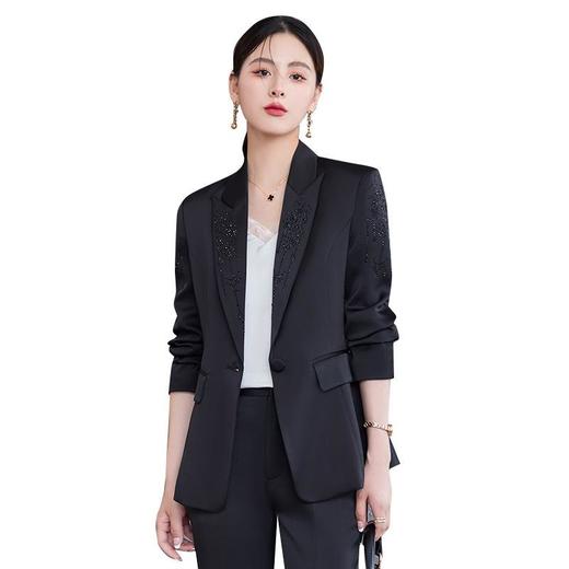 娜璐多 气质优雅女士西装套装2023年春秋季新款优雅商务通勤烫钻长袖西服 商品图4