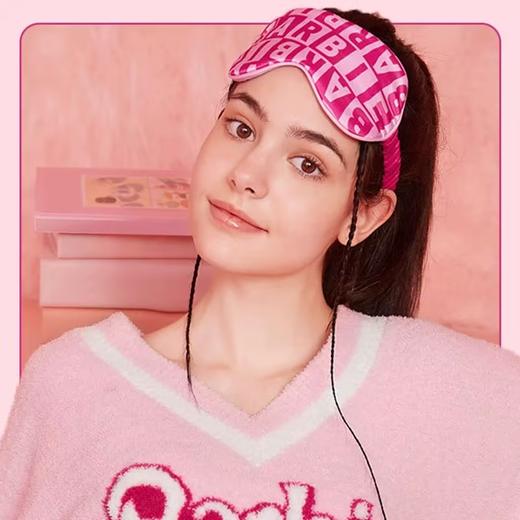 好奇蜜斯芭比联名真丝眼罩睡眠遮光缓解疲劳字母男女助眠可爱粉色 斑比 商品图3