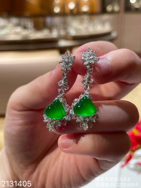 老坑玻璃种帝王绿水滴耳坠【2131405】具体价格微信咨询