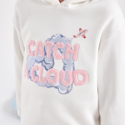 笛莎Deesha 童装女童卫衣2023冬季新款治愈系云朵连帽卫衣 商品图3