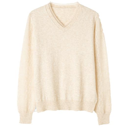 蕾丝v领针织衫秋季2023新款内搭薄款毛衣洋气紫色打底衫CC-MY8994 商品图4