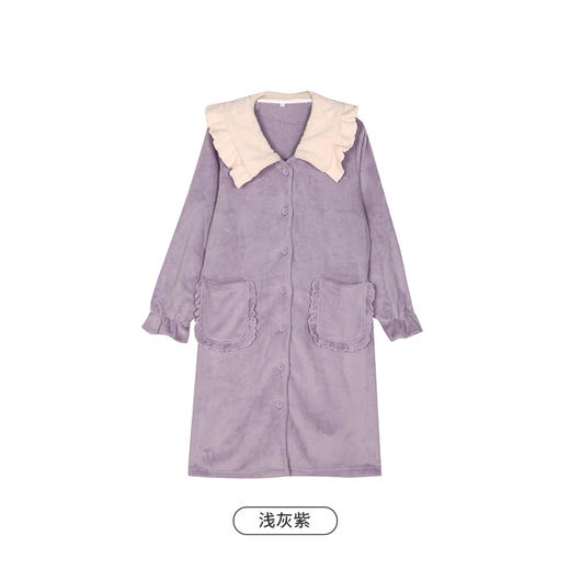 都市丽人生活家居女士睡衣法兰绒厚款长袖裙家居服套装LH36H1 商品图0