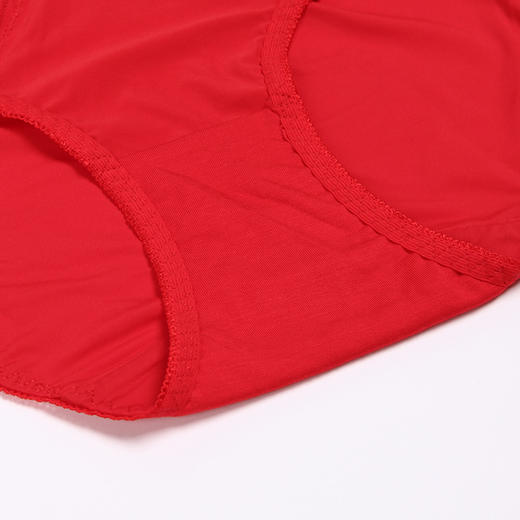 都市丽人薄透丝滑蕾丝+泳布三角女士内裤纯色内裤新年本命年红品YP32A2 商品图6