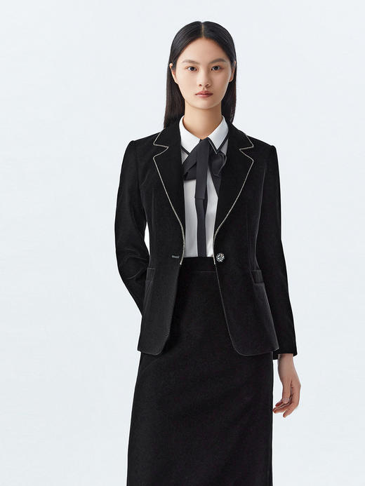 M1XXL1朗姿 通勤丝绒西服翻领西装 LCSP03VJK131 商品图1