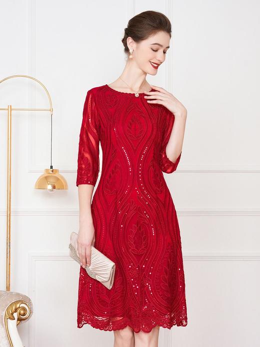 DNO-3HF1173-1宴会礼服喜婆婆装秋季新款小个子连衣裙 商品图2