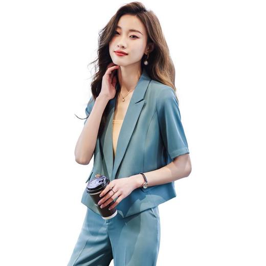 娜璐多 小个子短款外套女夏季薄款短袖通勤气质女神范时尚减龄长裤两件套 商品图4