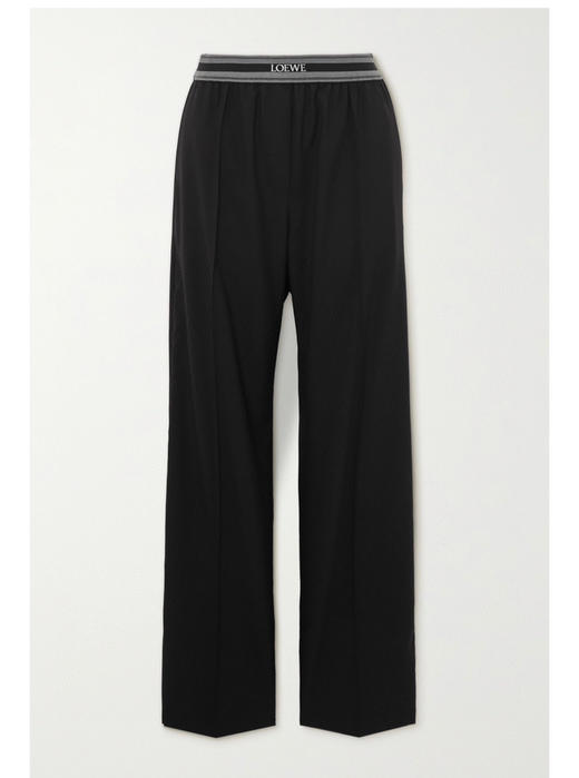 413-4 纯圆正 25升级新款 Lew松紧字母织带 精纺羊毛 阔腿长裤 我穿L 商品图0