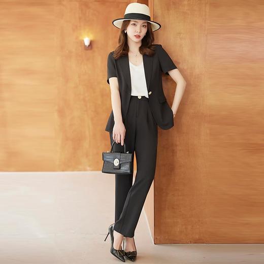 娜璐多 薄款西装套装女夏季小个子2023新款设计感气质显瘦休闲长裤两件套 商品图1