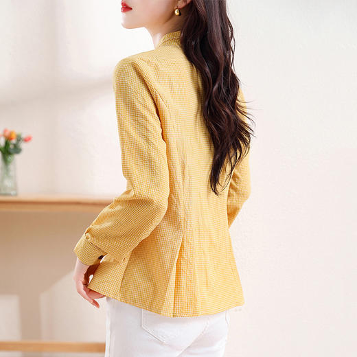 HT-5362秋季格子衬衫女长袖设计感小众显瘦上衣 商品图1