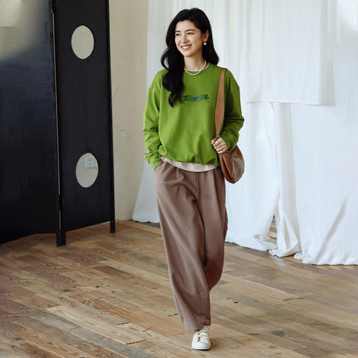 绽放675朵/ 时尚减龄重磅棉毛圈圆领罗纹落肩长袖主题印花卫衣 商品图2