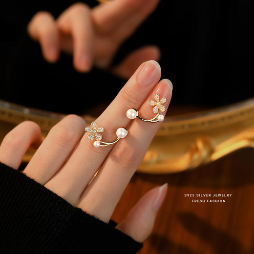 【落香】S925银微镶锆贝珠铃兰花耳饰【YXS-E3397】 商品图2