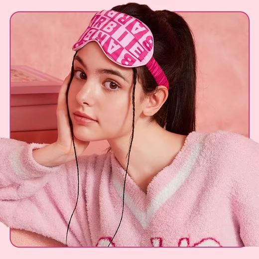 好奇蜜斯芭比联名真丝眼罩睡眠遮光缓解疲劳字母男女助眠可爱粉色 斑比 商品图4