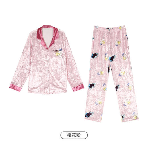 都市丽人生活家居女士睡衣金钻绒数码印花丝绒厚款长袖长裤类家居服套装LH31J7 商品图10