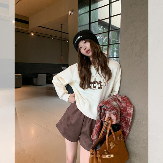 <曾小咸推荐>【可爱抨击】小熊印花短款卫衣 商品图1