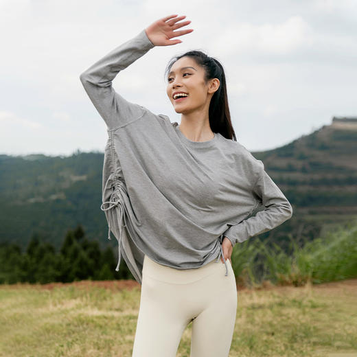 【薄卫衣线圈面料】宽松版型 侧边抽绳  前短后长不对称 长度能遮住PP卫衣 长袖罩衫 商品图0