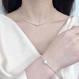 玖钻品牌 S925 手链项链 碎银子 珍珠贝珠 精美礼盒 送人自用都合适  送给每一个爱美的自己 节日礼物