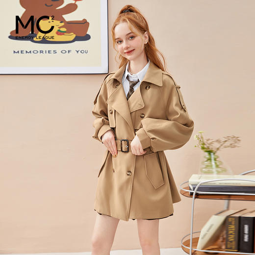 mc2带腰带中长款收腰风衣女装2023秋季新款经典英伦风气质大衣 商品图0