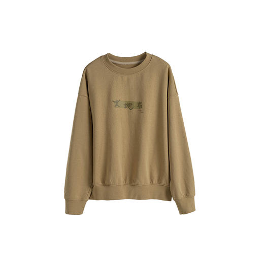 绽放675朵/ 时尚减龄重磅棉毛圈圆领罗纹落肩长袖主题印花卫衣 商品图5