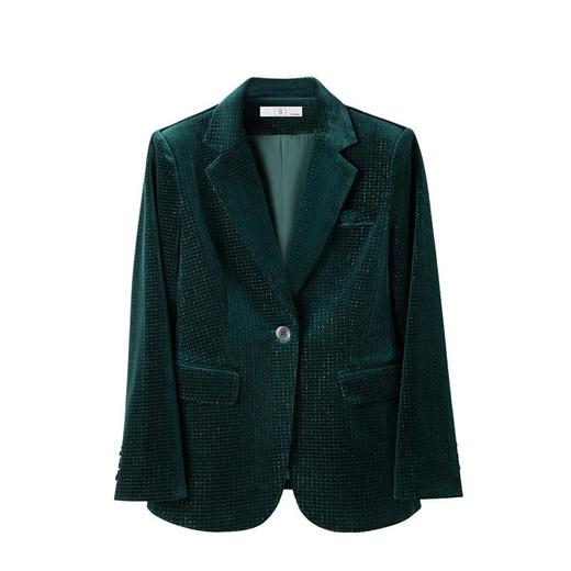 高端金丝绒西装套装两件套女秋季2023新款气质时尚微叭裤修身外套 商品图4