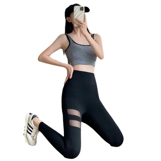 【提臀芭比裤！秒变细腰蜜桃臀】新款个性镂空瑜伽鲨鱼裤，显瘦10斤，穿上就是“小腰精”，鲨鱼裤皮打底裤，亲肤舒适骑行裤+健身+休闲，夏季薄款可外穿黑色高腰大码 商品图5