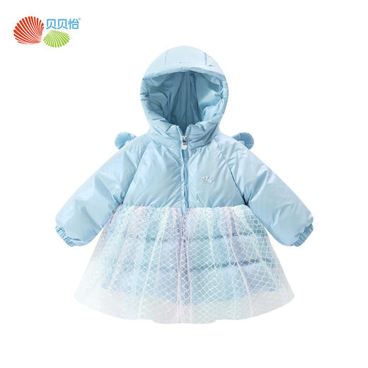 贝贝怡童装小女孩网纱拼接上衣冬季加厚防风羽绒外套234S3215
 商品图7